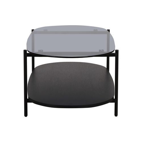 Table Basse Moderne Ovale L 120 Cm En Verre Bois Noir Ruby