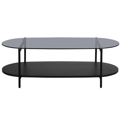 Table Basse Moderne Ovale L 120 Cm En Verre Bois Noir Ruby