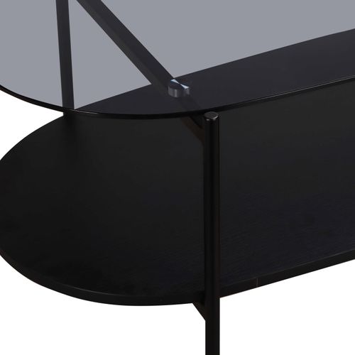 Table Basse Moderne Ovale L 120 Cm En Verre Bois Noir Ruby
