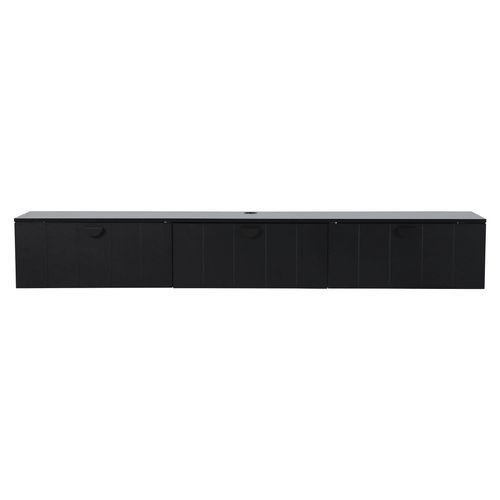Meuble TV Suspendu 200 Cm Moderne Noir Holly