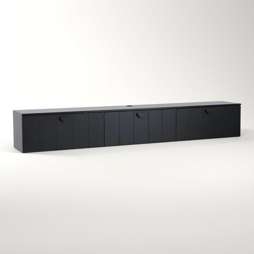 Meuble TV Suspendu 200 Cm Moderne Noir Holly