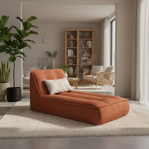 Méridienne Pour Canapé Compressé En Velours 165 X 80 X 70 Cm Terracotta Lizy
