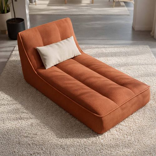 Méridienne Pour Canapé Compressé En Velours 165 X 80 X 70 Cm Terracotta Lizy