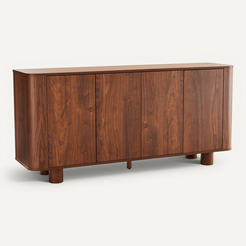 Buffet Scandinave 4 Portes L160 Cm Bois Foncé Dario