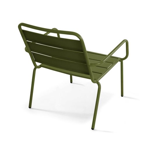 Fauteuil De Jardin Bas Relax Acier Vert Kaki Palavas