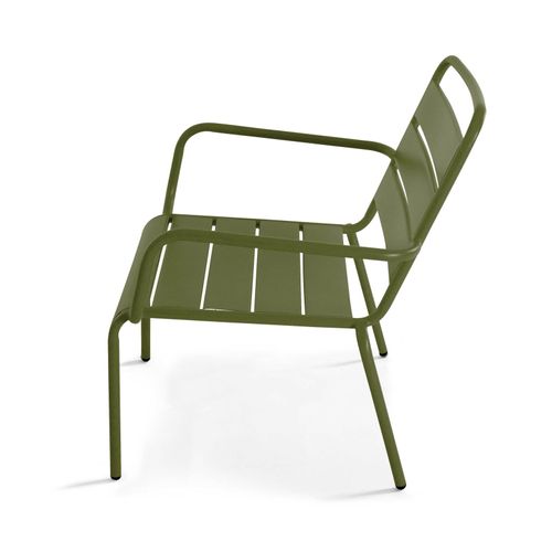 Fauteuil De Jardin Bas Relax Acier Vert Kaki Palavas