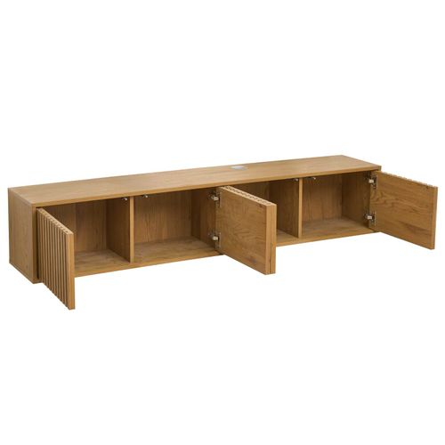 Meuble TV Suspendu 160 Cm Scandinave Bois Clair Ivy