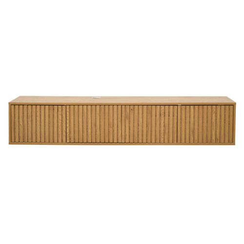 Meuble TV Suspendu 160 Cm Scandinave Bois Clair Ivy