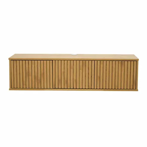 Meuble TV Suspendu 120 Cm Scandinave Bois Clair Ivy