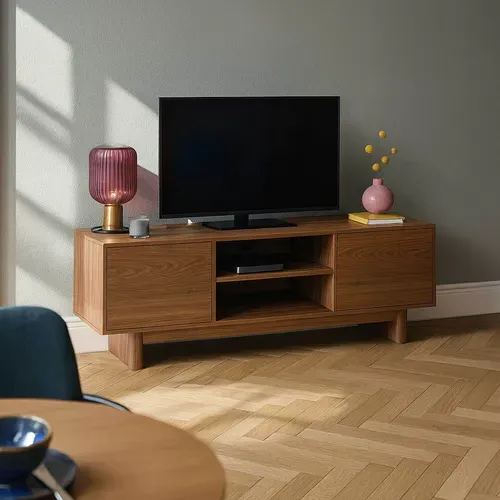 Meuble TV 160 Cm Scandinave Bois Foncé Bowy