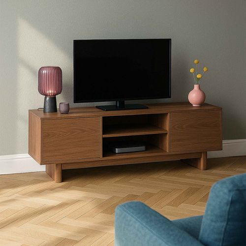 Meuble TV 160 Cm Scandinave Bois Foncé Bowy