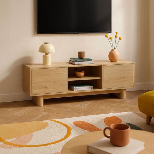 Meuble TV 160 Cm Scandinave Bois Clair Bowy