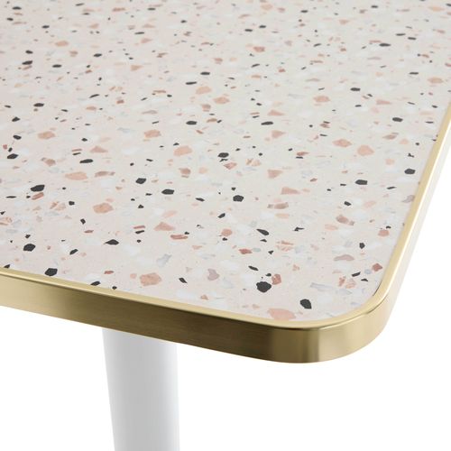 Plateau De Table Stratifié 70 Cm Marbre Et Bord Aluminium Terrazzo