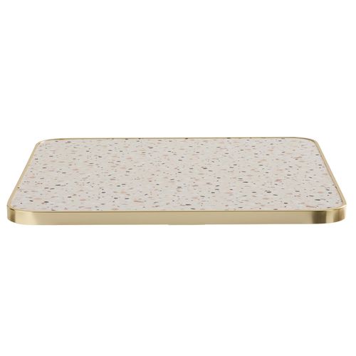 Plateau De Table Stratifié 70 Cm Marbre Et Bord Aluminium Terrazzo