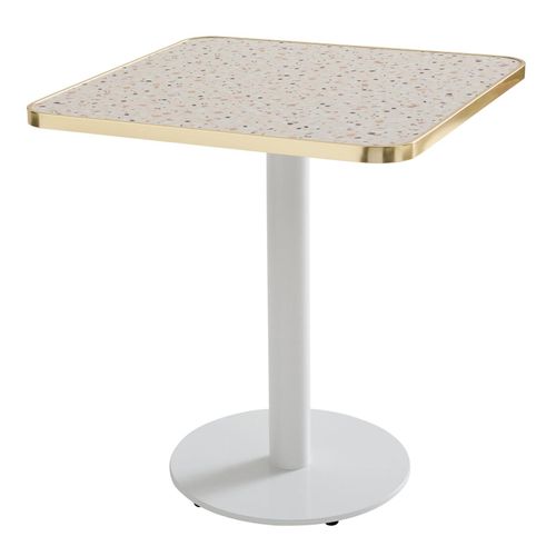 Plateau De Table Stratifié 70 Cm Marbre Et Bord Aluminium Terrazzo