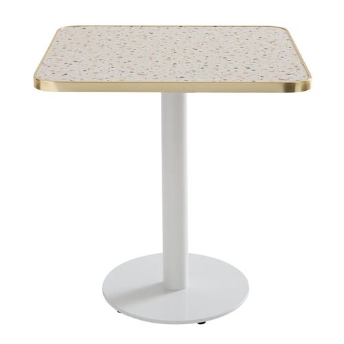 Plateau De Table Stratifié 70 Cm Marbre Et Bord Aluminium Terrazzo
