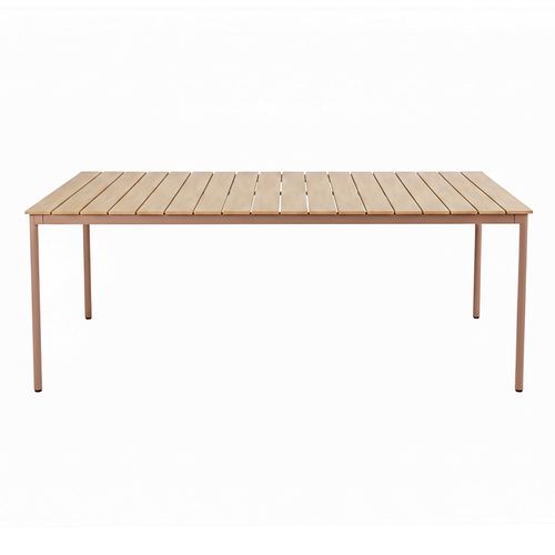 Table De Jardin 180x90 Cm En Métal Et Bois 8 Places Marron Bogota