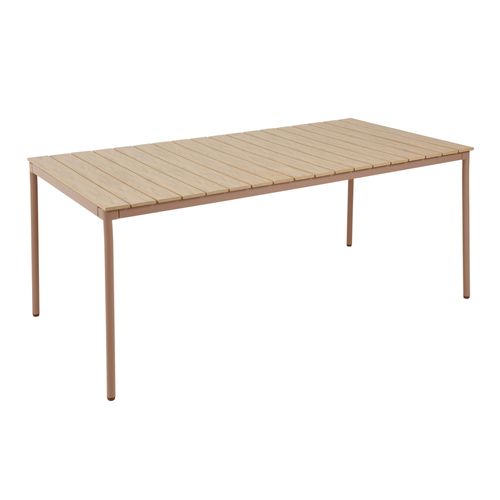 Table De Jardin 180x90 Cm En Métal Et Bois 8 Places Marron Bogota