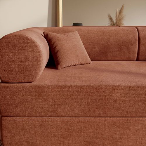 Canapé Compressé 2 Places En Velours Coussins Compressé 206 Cm Marron  Wendy