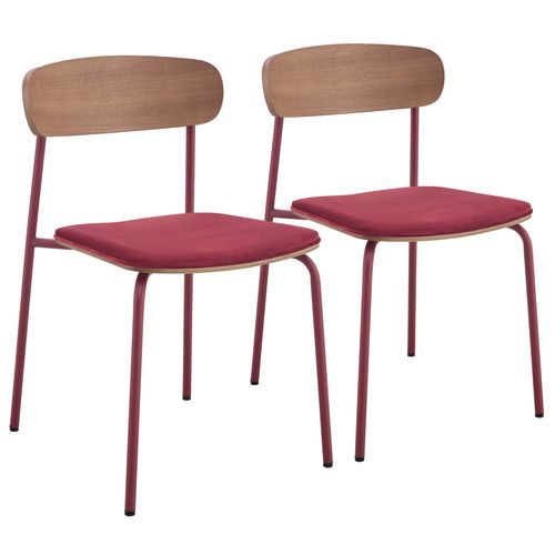 Lot De 2 Chaises Empilables En Bois Bordeaux Lexy
