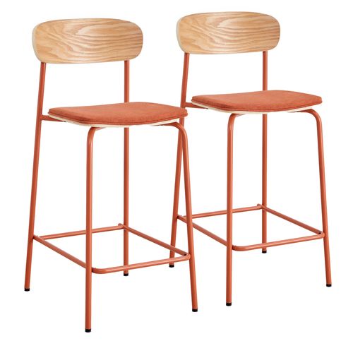 Lot De 2 Chaises Hautes En Bois Orange Lexy