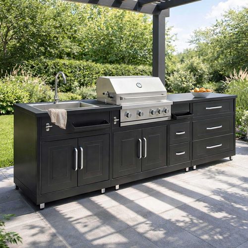 Cuisine Extérieure Acier 3 éléments Avec Barbecue Memphis