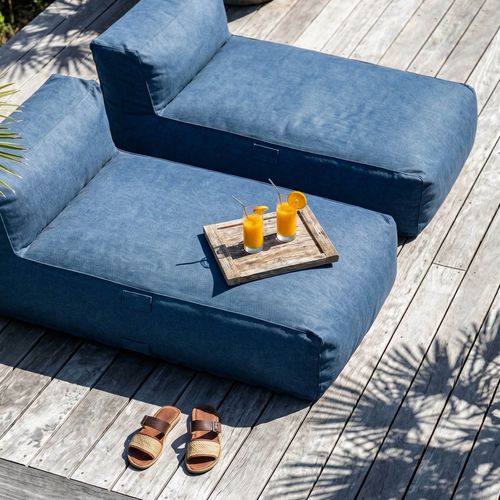 Salon De Jardin Modulable Avec 2 Méridiennes Bleu Pacific Mixi