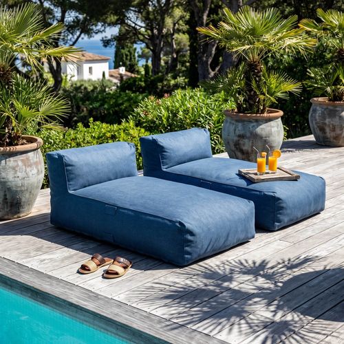 Salon De Jardin Modulable Avec 2 Méridiennes Bleu Pacific Mixi