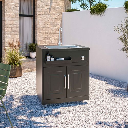 Cuisine Extérieure En Métal Avec 3 Modules évier Et Barbecue Memphis