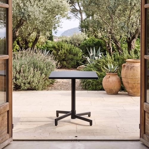 Table De Jardin Carrée Bistrot Avec Plateau Rabattable 70cm Anthracite