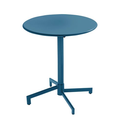 Table De Jardin Ronde Bistrot Plateau Rabattable 70 Cm Bleu Pacific