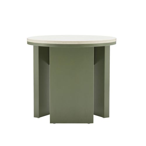 Table Basse Effet Bois Ronde Diam 50 Cm Vert Olive Bonny