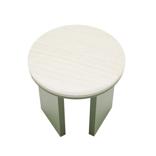 Table Basse Effet Bois Ronde Diam 50 Cm Vert Olive Bonny