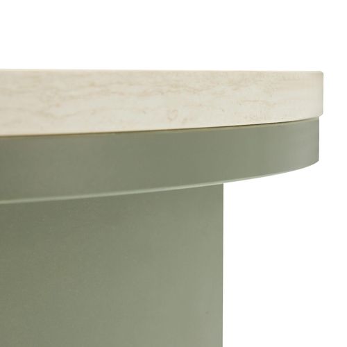 Table Basse Effet Bois Ronde Diam 50 Cm Vert Olive Bonny