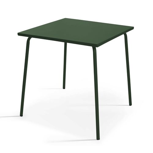 Ensemble Table De Jardin Carrée Et 2 Fauteuils Acier 70 Cm Vert Forêt