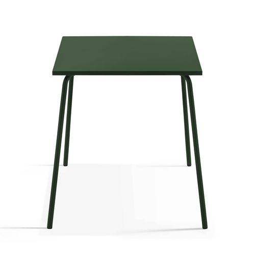 Ensemble Table De Jardin Carrée Et 2 Fauteuils Acier 70 Cm Vert Forêt