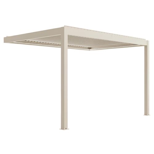 Pergola Bioclimatique Adossée Motorisée 3x4m Et 3 Stores Crème Thebes