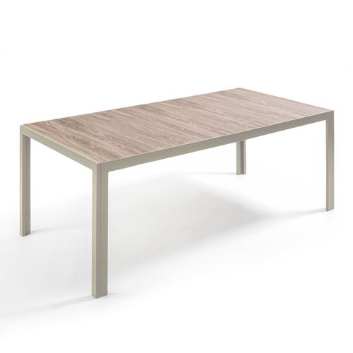 Table De Jardin En Aluminium Et Céramique Effet Bois 206 Cm Crème Tivoli