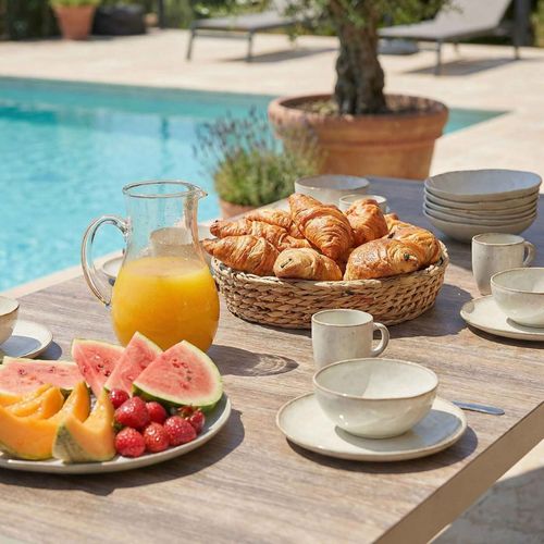 Table De Jardin En Aluminium Et Céramique Effet Bois 206 Cm Crème Tivoli