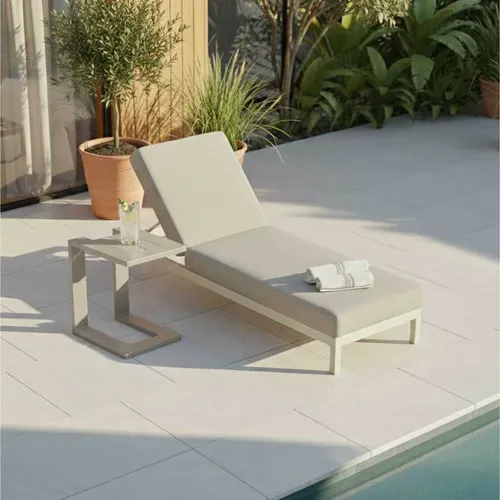 Ensemble Bain De Soleil Avec Tablette En Aluminium Crème Galapagos