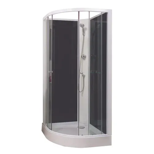 Cabine De Douche Gena - Sans Silicone - 1/4c  - Profilés Aluminium - Blanc - En Kit - 80cm