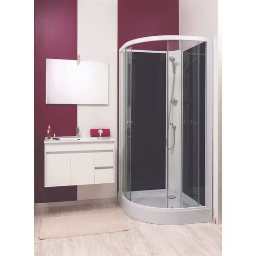 Cabine De Douche Gena - Sans Silicone - 1/4c  - Profilés Aluminium - Blanc - En Kit - 80cm