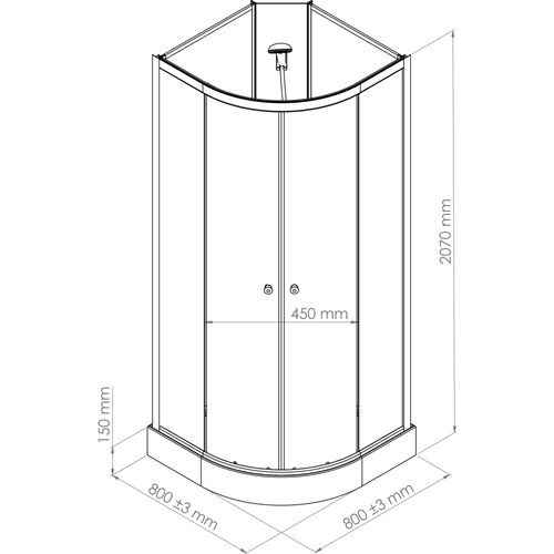 Cabine De Douche Gena - Sans Silicone - 1/4c  - Profilés Aluminium - Blanc - En Kit - 80cm