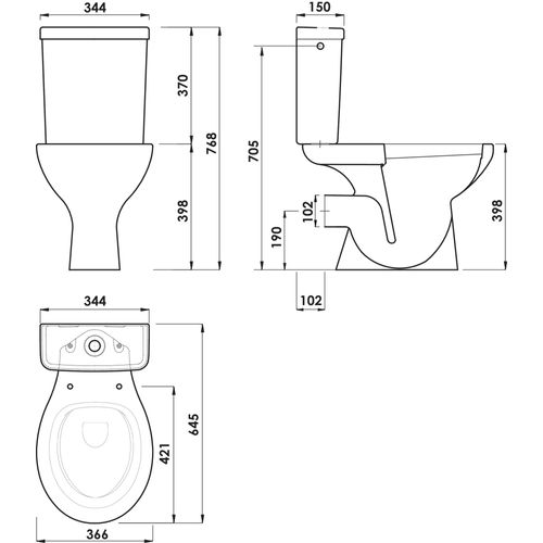 Pack Wc Serti Nf à Bride - Sortie Horizontale - Abattant Nf Abs - Mécanisme 3/6l