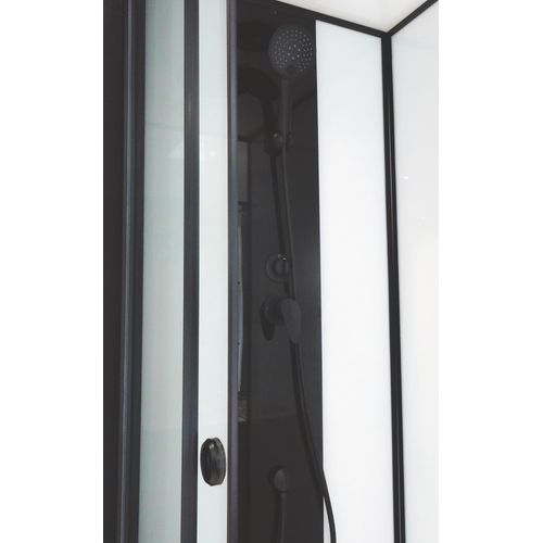 Cabine De Douche Gonea - 110 X 80 Cm - Accès De Face - Profilés Aluminium - Noir Mat