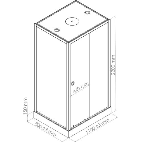 Cabine De Douche Gonea - 110 X 80 Cm - Accès De Face - Profilés Aluminium - Noir Mat