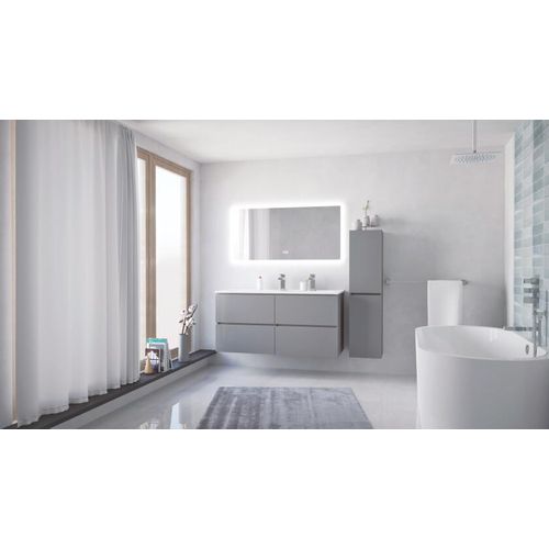 Meuble De Salle De Bain Suspendu Trendy - 4 Tiroirs - 120cm - Gris Mat - Vasque