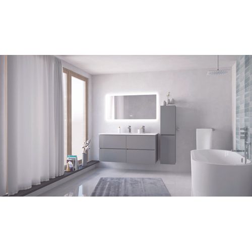 Meuble De Salle De Bain Suspendu Trendy - 4 Tiroirs - 120cm - Gris Mat - Vasque