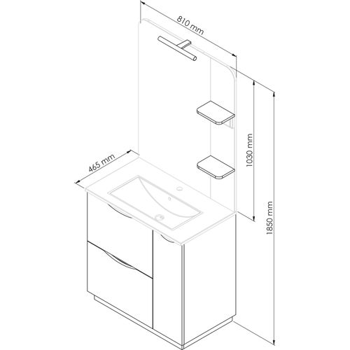 Meuble De Salle De Bain à Poser Palermo - 80cm - Gris Anthracite - Laqué