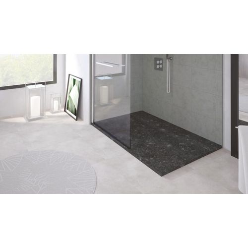 Receveur De Douche Nola 3 - 90x140x3 - Résine - Terazzo Noir - Bonde - Découpable